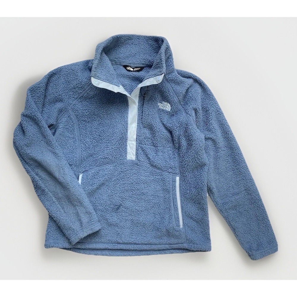 The North Face Quarter Snap Neck Plush Fleece Pullover Blue Women's Large